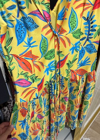 Renkli Desenli Bohem Uzun Elbise - Görsel 2