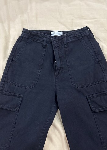 Düğmeli Siyah Kadın Kargo pantolon - Görsel 3