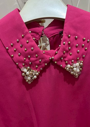 İnci Detaylı Pembe Kadın Gömlek - Görsel 2