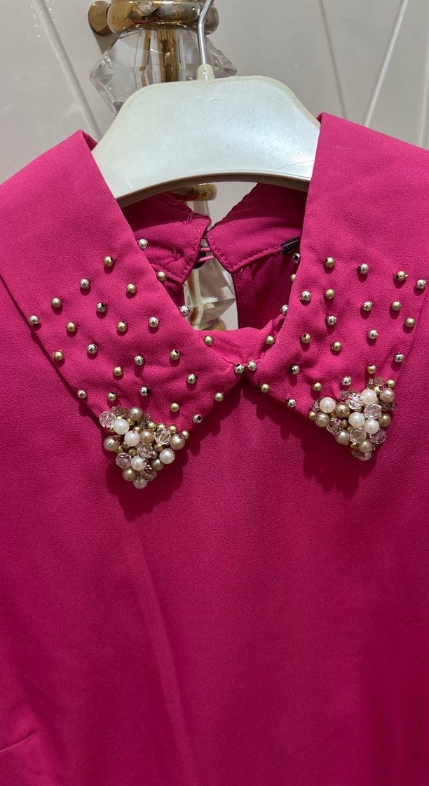 İnci Detaylı Pembe Kadın Gömlek - Görsel 2