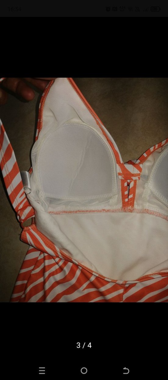 Kırmızı Gri Zebra Desenli Kadın Mayo - Görsel 4