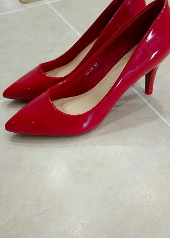 Parlak Kırmızı Stiletto Topuklu Kadın Ayakkabı - Görsel 6