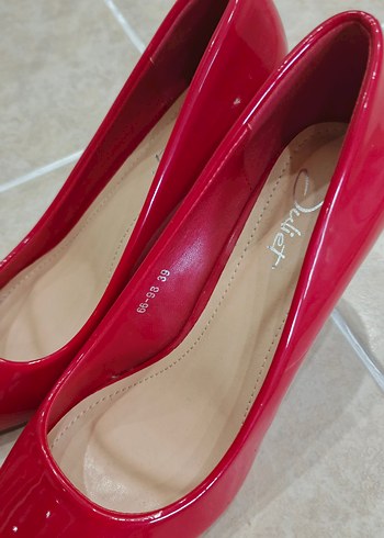 Parlak Kırmızı Stiletto Topuklu Kadın Ayakkabı - Görsel 4