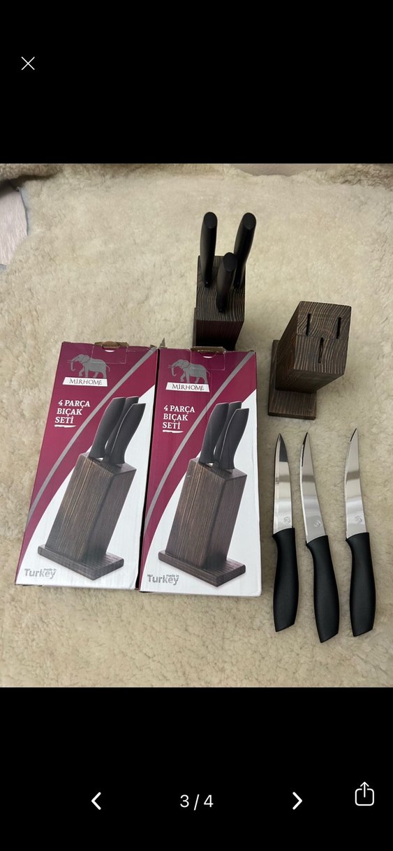 Mirhome 4 Parça Siyah Bıçak Seti - Görsel 2