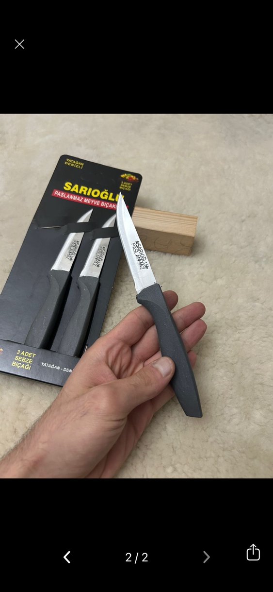 Sarıoğlu 3'lü Paslanmaz Meyve Bıçağı Seti - Görsel 2