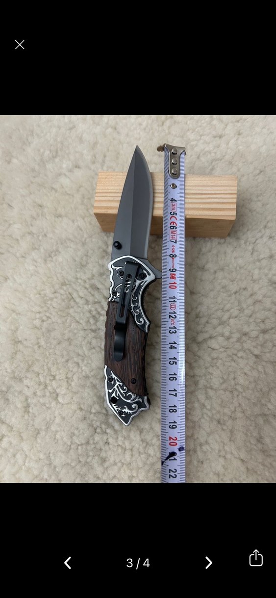 Kahverengi Ahşap Saplı Oyma Desenli Bıçak - Görsel 3