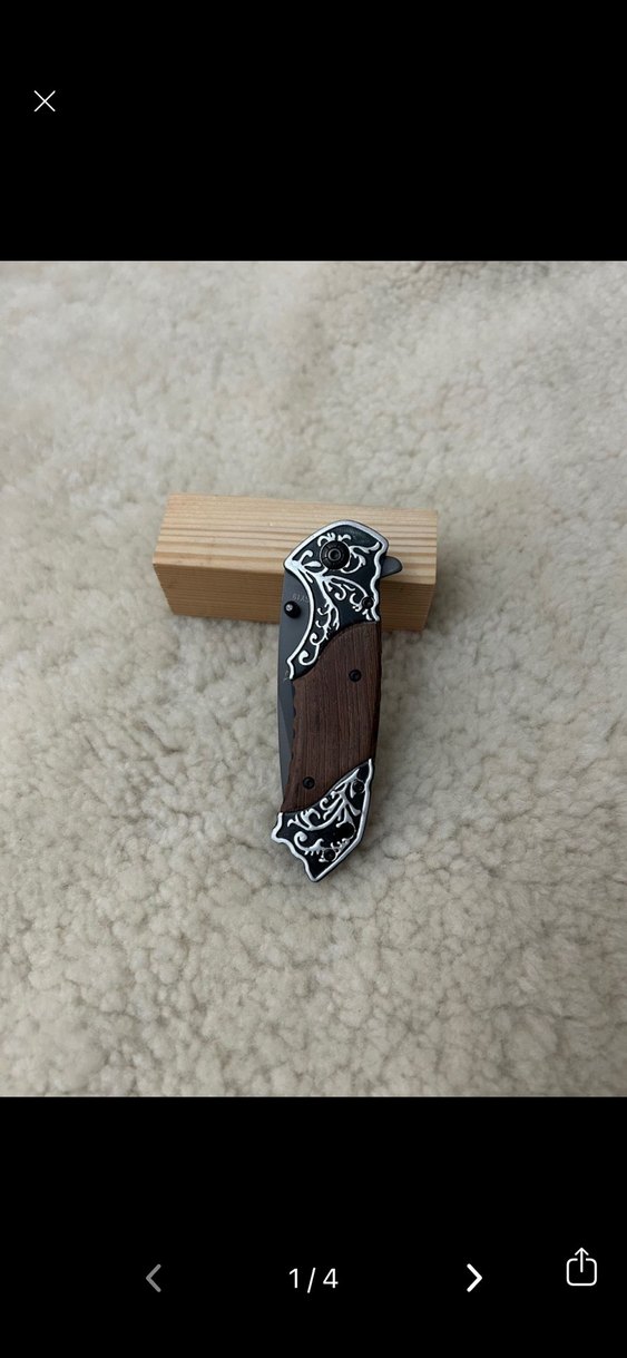Kahverengi Ahşap Saplı Oyma Desenli Bıçak - Görsel 2