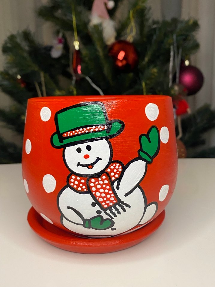 El Yapımı Boyama Toprak Saksı | Dekoratif Çiçek Saksısı - Görsel 2