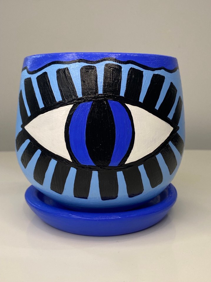 Mavi Nazar Temalı Saksı - Görsel 2