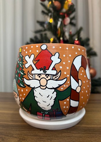 El Yapımı Boyama Toprak Saksı | Dekoratif Çiçek Saksısı - Görsel 3