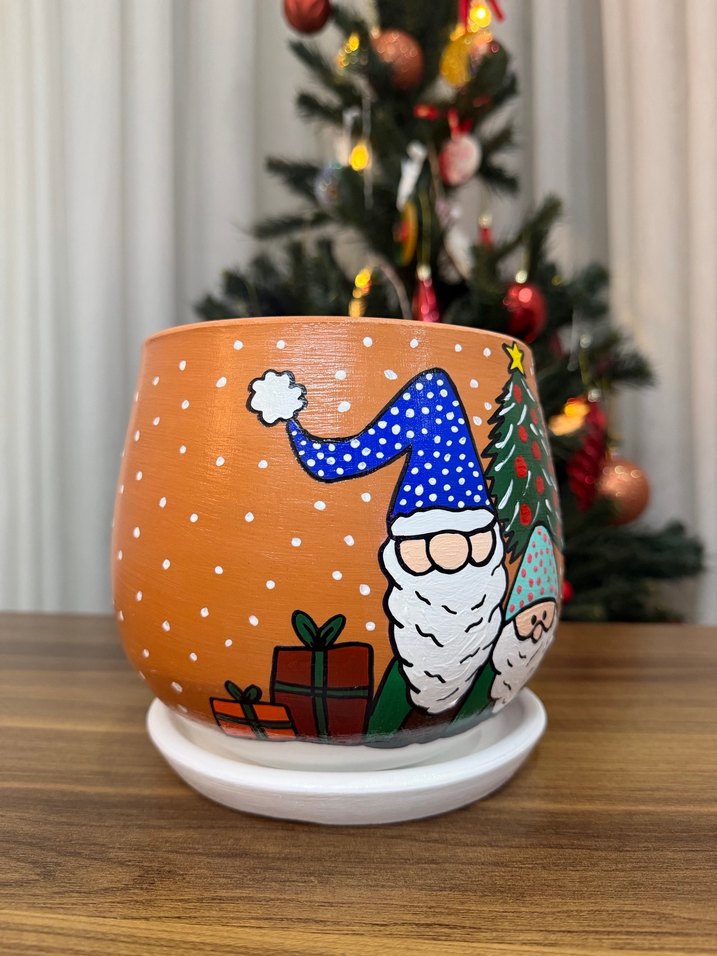 El Yapımı Boyama Toprak Saksı | Dekoratif Çiçek Saksısı - Görsel 4