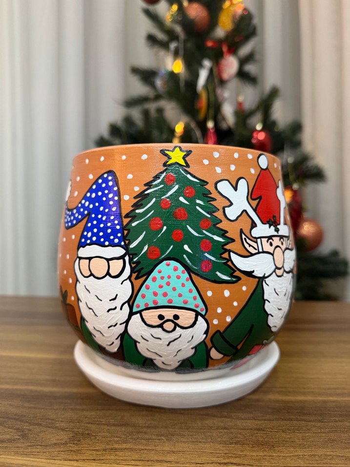 El Yapımı Boyama Toprak Saksı | Dekoratif Çiçek Saksısı - Görsel 2