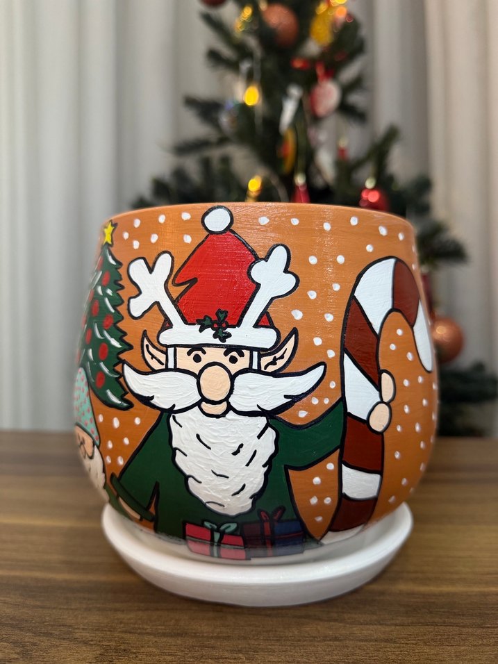 El Yapımı Boyama Toprak Saksı | Dekoratif Çiçek Saksısı - Görsel 3