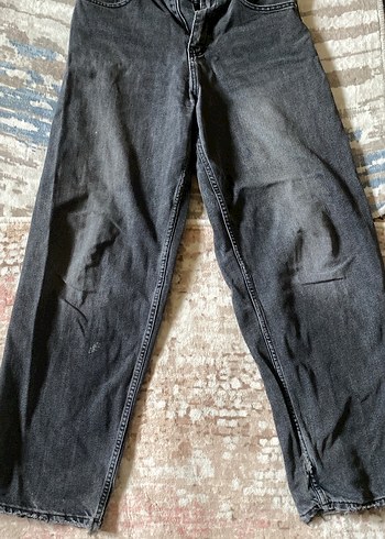 Diğer Koyu Gri Yikamali Rahat Denim Jean