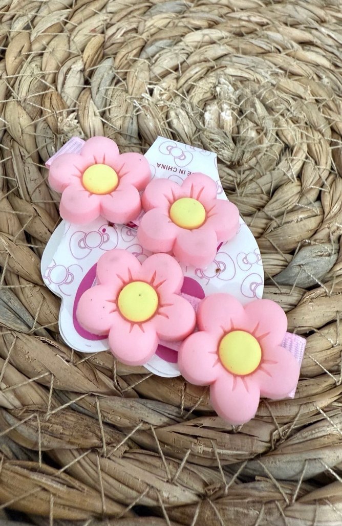 Pembe çiçekli pens toka - Görsel 2