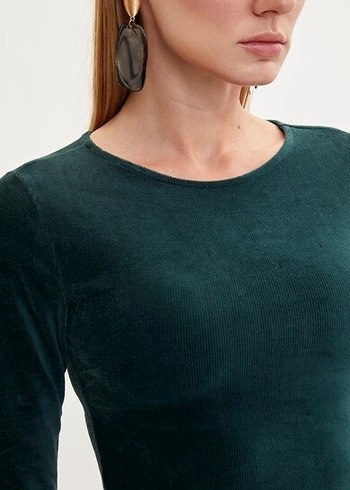 Kadın Yeşil Midi Süet Elbise - Görsel 9