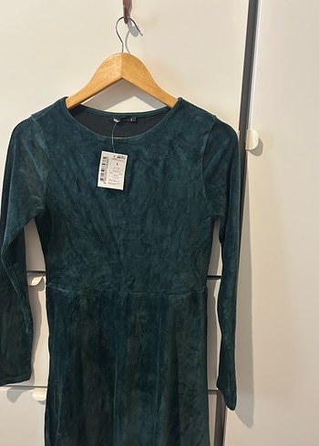 Kadın Yeşil Midi Süet Elbise - Görsel 8