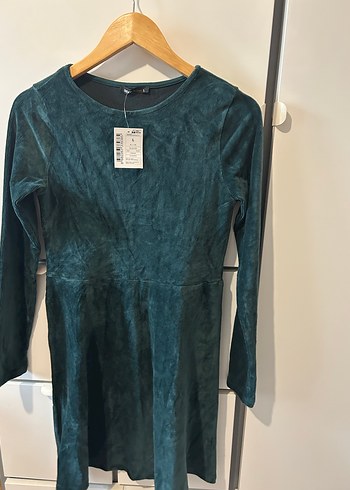 Kadın Yeşil Midi Süet Elbise - Görsel 6