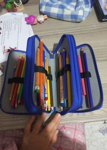 Çok Bölmeli Renkli Mavi Çocuk Kalem Çantası - Görsel 4