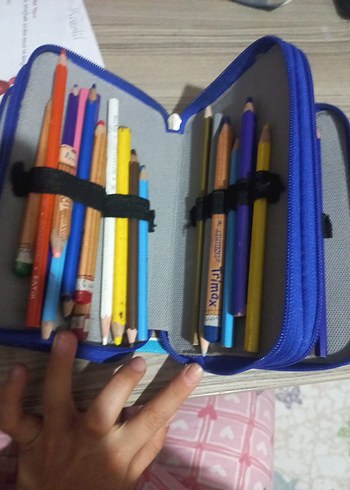 Çok Bölmeli Renkli Mavi Çocuk Kalem Çantası - Görsel 5