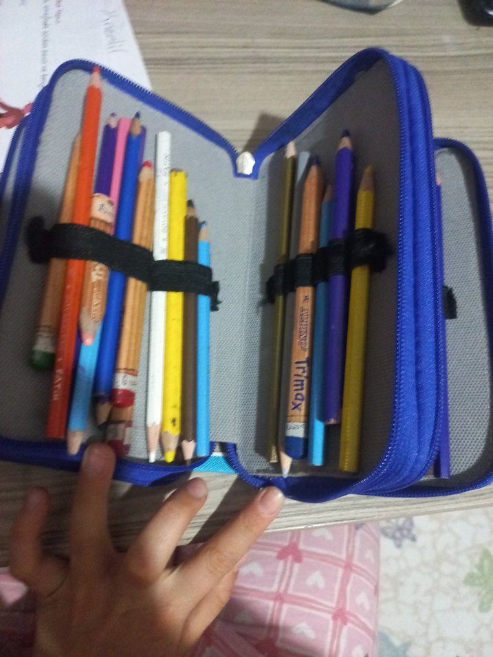 Çok Bölmeli Renkli Mavi Çocuk Kalem Çantası - Görsel 5