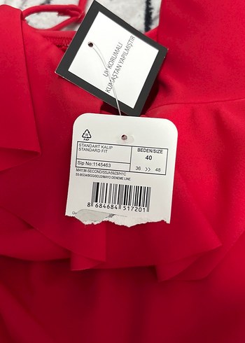 Kırmızı Fırfırlı Kadın Mayo - Görsel 3