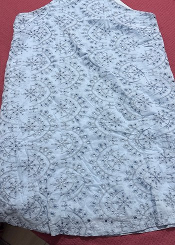 Dantel Detaylı Mavi Straplez Midi Elbise - Görsel 3