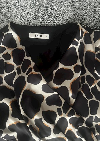 Kahverengi Zebra Desenli Mini Casual Y2K Kadın Elbise - Görsel 3