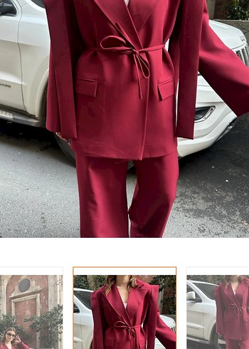 Trendyol & Milla Bordo Kadin İp Detayli Bordo Bleazer Ceket Takim Degildir