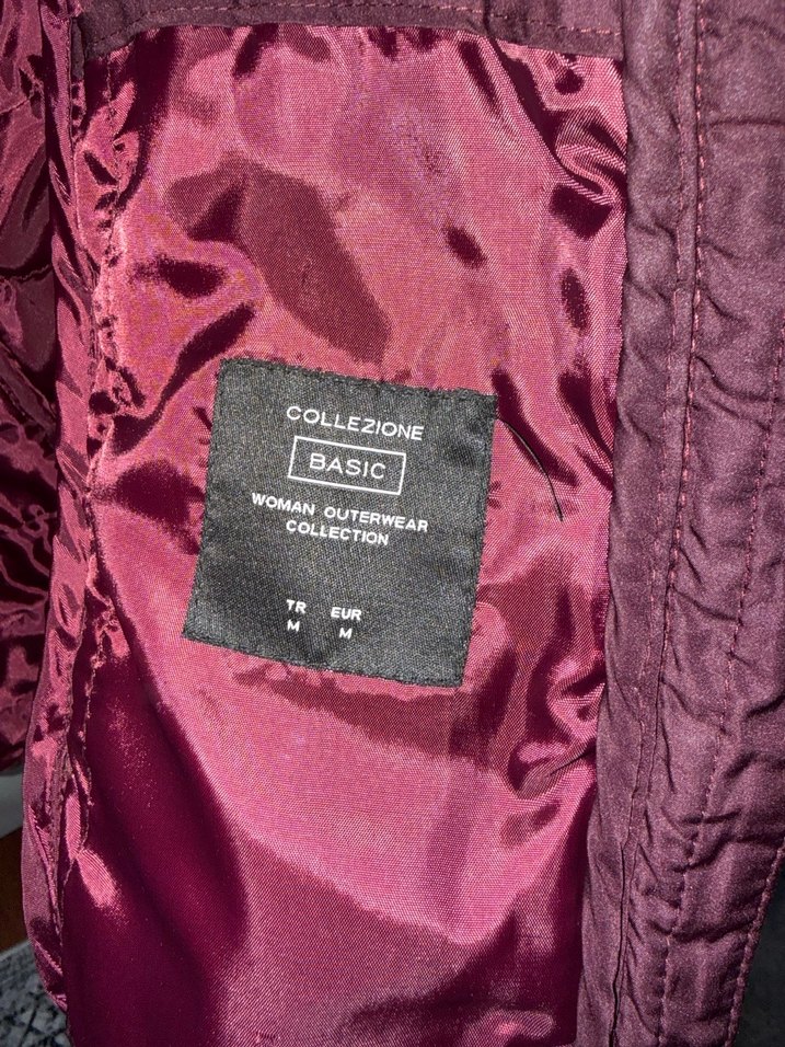 Bordo Kapüşonlu Fermuarlı Kadın Ceket - Görsel 2