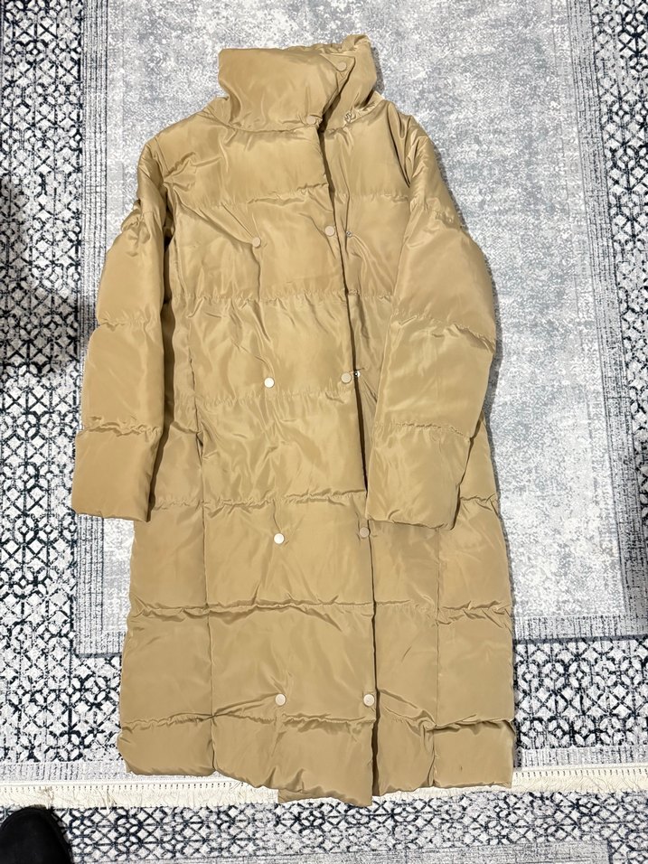 Bej Uzun Kadın Kışlık Mont - Görsel 3