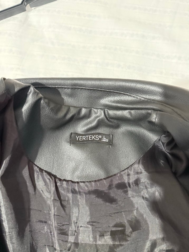 Kadın Siyah Deri Biker Ceket - Görsel 2