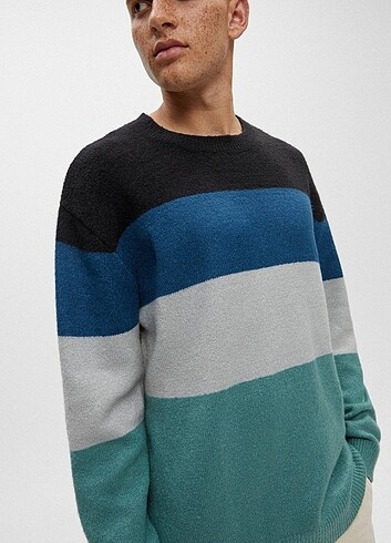 s Beden PULL BEAR BLOK RENKLİ ÖRGÜ KAZAK