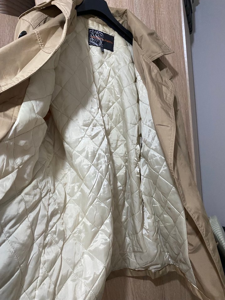 Bej erkek Midi Trençkot Düğmeli - Görsel 4