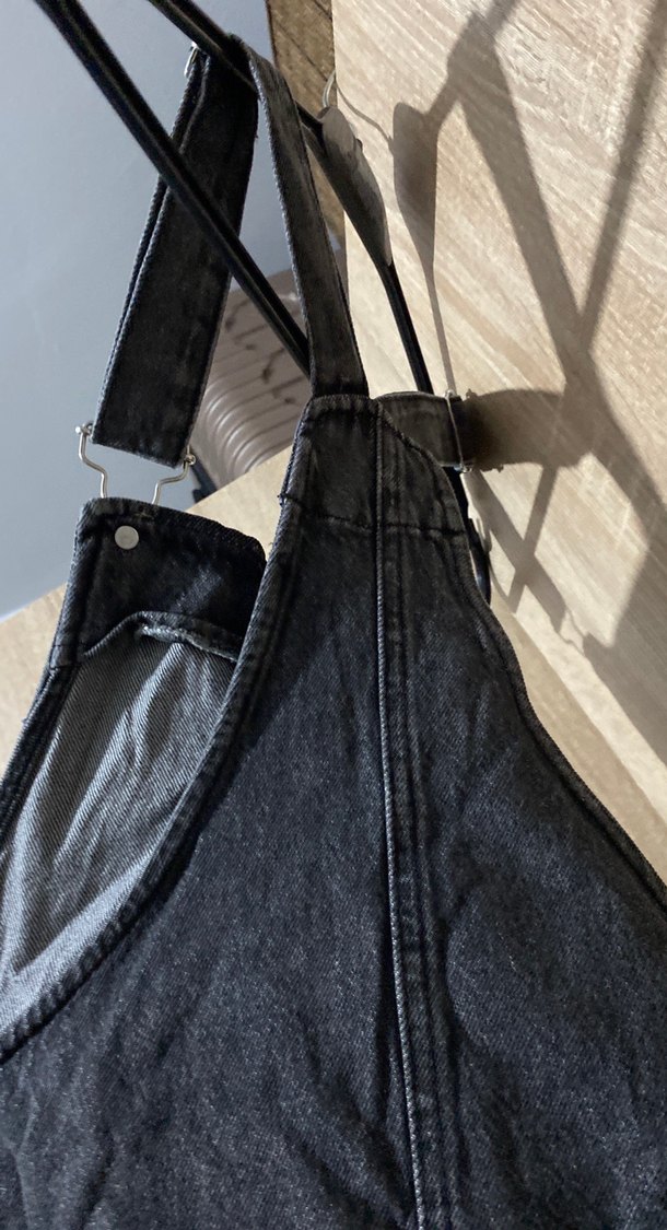 Gri Kot Kadın Midi Askılı Tulum - Görsel 4