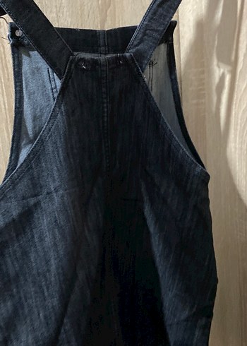 Gri Denim Midi Kısa Tulum etek - Görsel 2