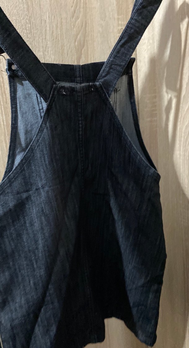 Gri Denim Midi Kısa Tulum etek - Görsel 2