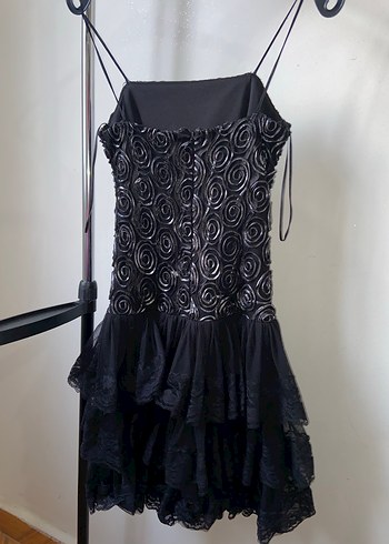 Siyah Straplez Gotik Midi Elbise - Görsel 6