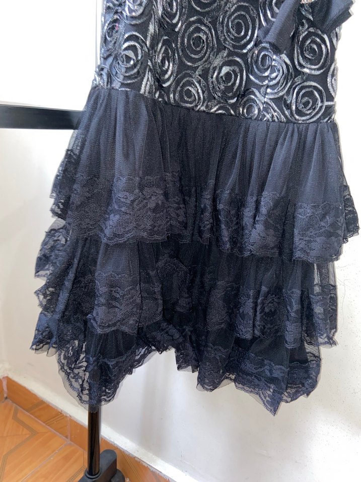 Siyah Straplez Gotik Midi Elbise - Görsel 3