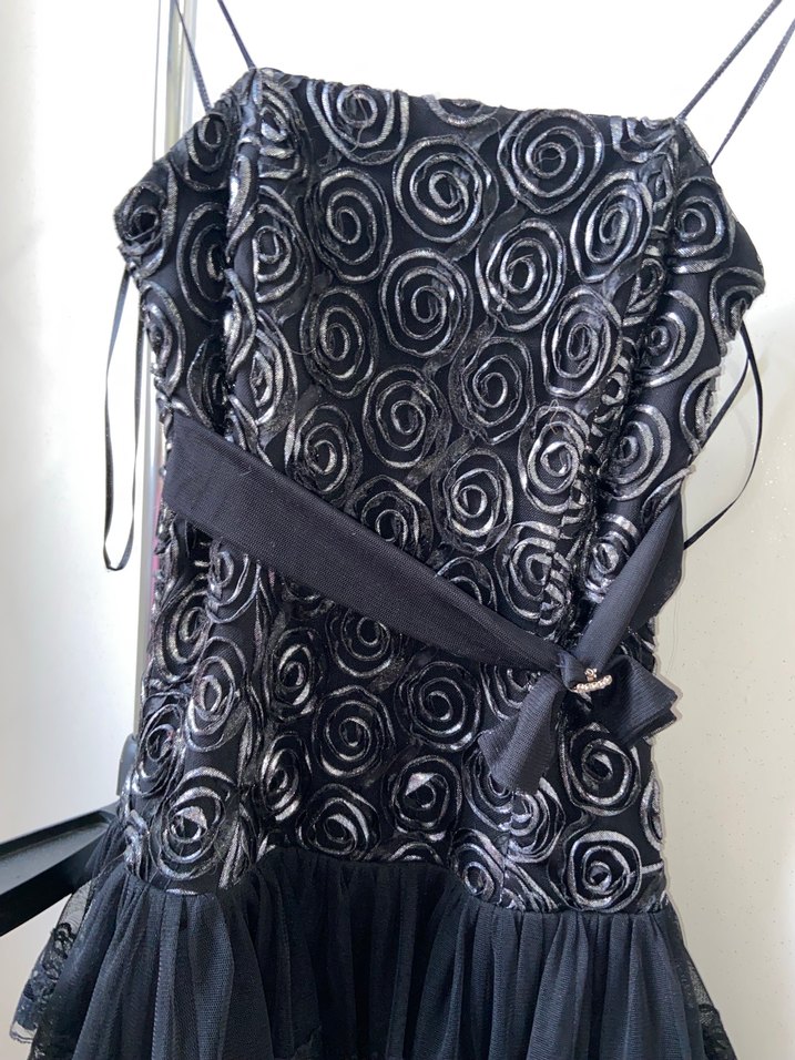 Siyah Straplez Gotik Midi Elbise - Görsel 4