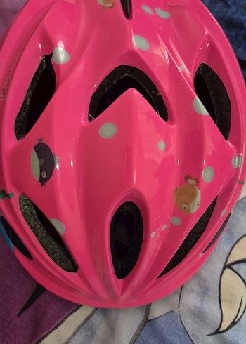 Renkli Baskılı Pembe Bisiklet Kaskı - Görsel 2