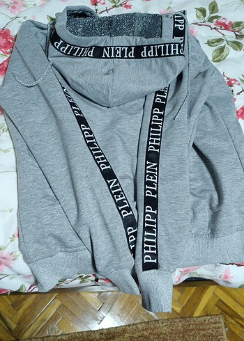 Gri Fermuarlı Yüksek Yaka bayan Sweatshirt - Görsel 6