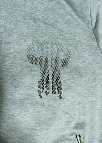 Gri Fermuarlı Yüksek Yaka bayan Sweatshirt - Görsel 2