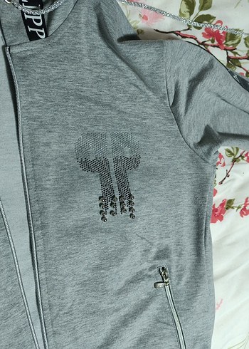 Gri Fermuarlı Yüksek Yaka bayan Sweatshirt - Görsel 3