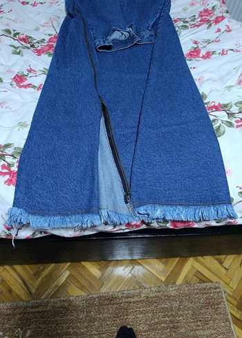 Fermuarlı Uzun Kadın Kot elbise - Görsel 2