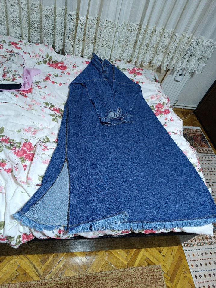 Fermuarlı Uzun Kadın Kot elbise - Görsel 3