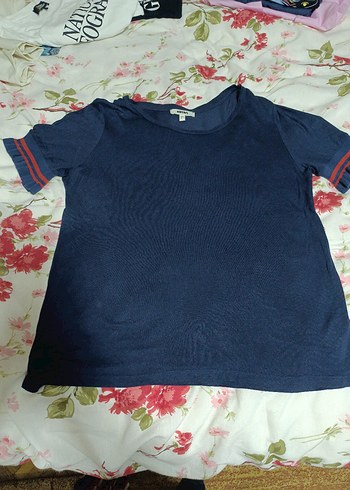 Lacivert Düğmeli Hamile Tişörtü - Görsel 3