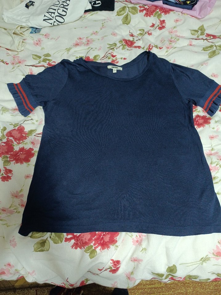 Lacivert Düğmeli Hamile Tişörtü - Görsel 3