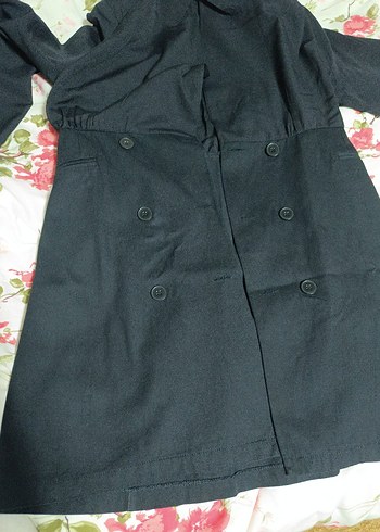 siyah Uzun Pamuklu ceket - Görsel 3