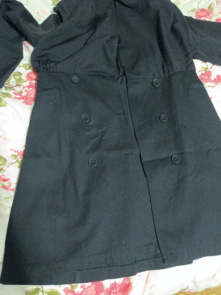 siyah Uzun Pamuklu ceket - Görsel 3